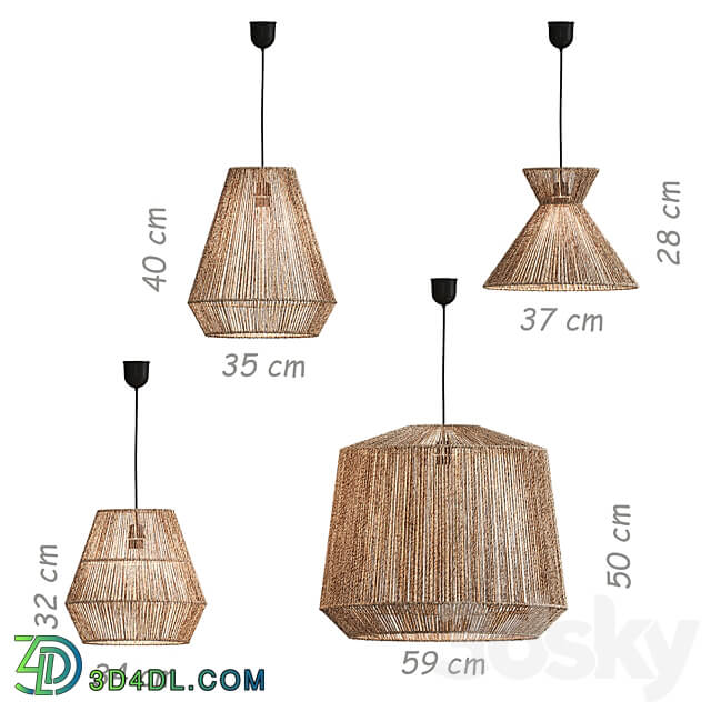 Hemp lamp Yaku LA REDOUTE Pendant light 3D Models 3DSKY