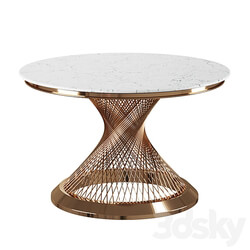 Garda Decor DINING TABLE ROUND ARTIFICIAL MARBLE GOLD 3D Models 3DSKY 