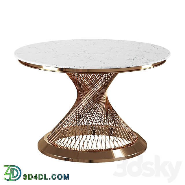 Garda Decor DINING TABLE ROUND ARTIFICIAL MARBLE GOLD 3D Models 3DSKY