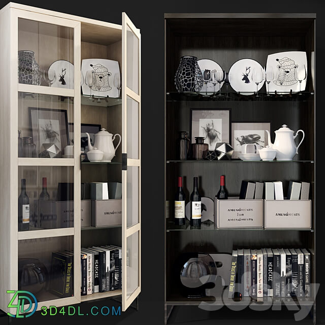 Swing cabinet with glass showcase Everett. Cabinet showcase by Rowico Wardrobe Display cabinets 3D Models 3DSKY