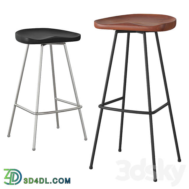 Rejuvenation Randle tractor bar stool and counter stool with metal legs 3D Models 3DSKY