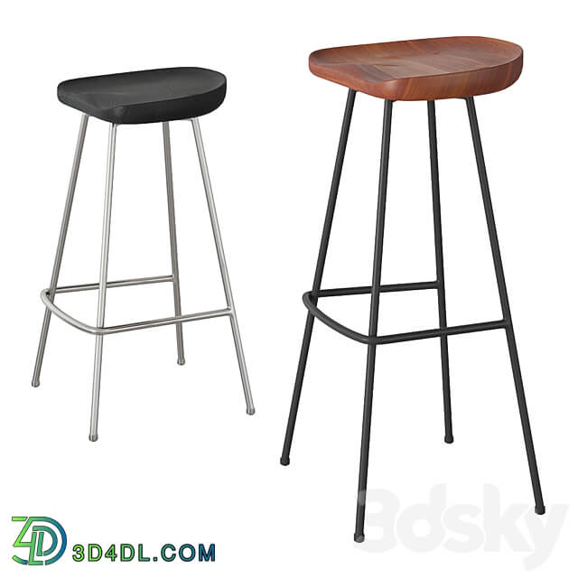 Rejuvenation Randle tractor bar stool and counter stool with metal legs 3D Models 3DSKY