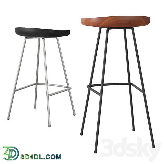 Rejuvenation Randle tractor bar stool and counter stool with metal legs 3D Models 3DSKY