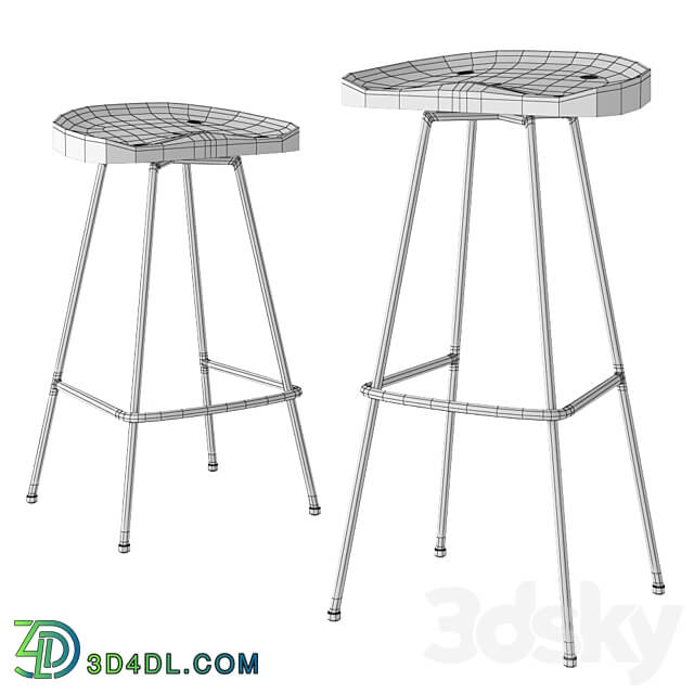 Rejuvenation Randle tractor bar stool and counter stool with metal legs 3D Models 3DSKY