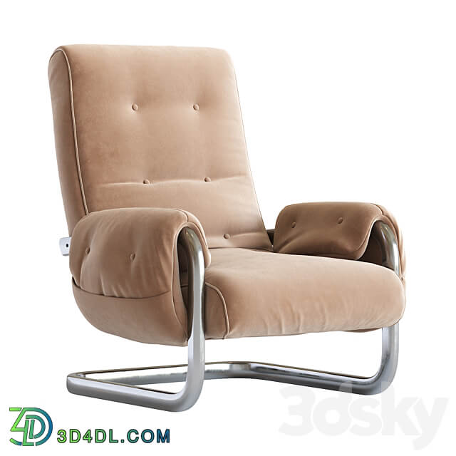 Tan Brown Mohair Velvet Large Lounge Chairs Guido Faleschini 1970 39 s Italy 3D Models 3DSKY