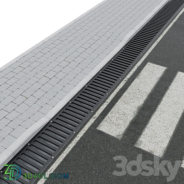 Curb sidewalk road tray 3D Models 3DSKY