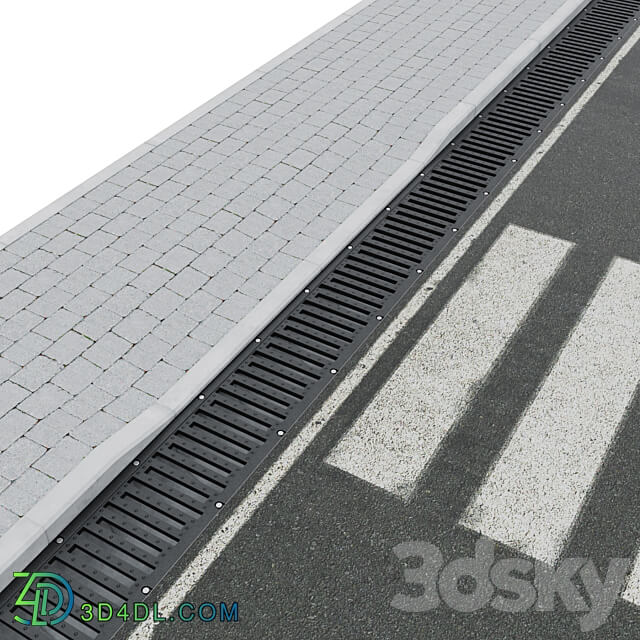 Curb sidewalk road tray 3D Models 3DSKY