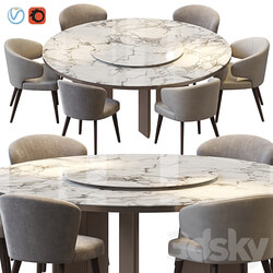 MORGAN MARBLE TABLE AND ASTON DINING CHAIR Table Chair 3D Models 3DSKY 