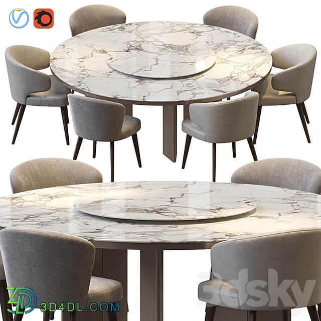 MORGAN MARBLE TABLE AND ASTON DINING CHAIR Table Chair 3D Models 3DSKY