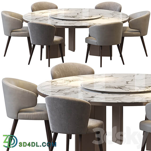 MORGAN MARBLE TABLE AND ASTON DINING CHAIR Table Chair 3D Models 3DSKY