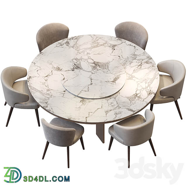 MORGAN MARBLE TABLE AND ASTON DINING CHAIR Table Chair 3D Models 3DSKY