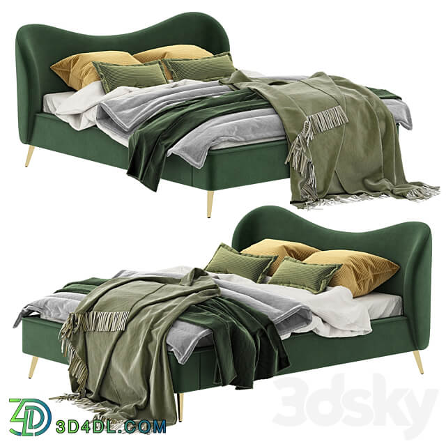 Made Kooper King Size Bed Laurel Green Velvet Bed 3D Models 3DSKY