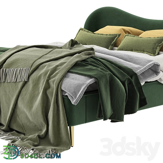 Made Kooper King Size Bed Laurel Green Velvet Bed 3D Models 3DSKY