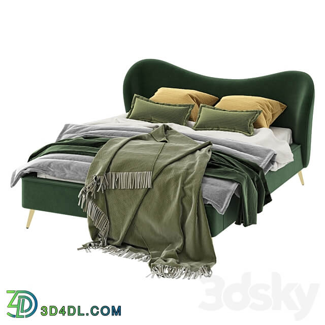 Made Kooper King Size Bed Laurel Green Velvet Bed 3D Models 3DSKY