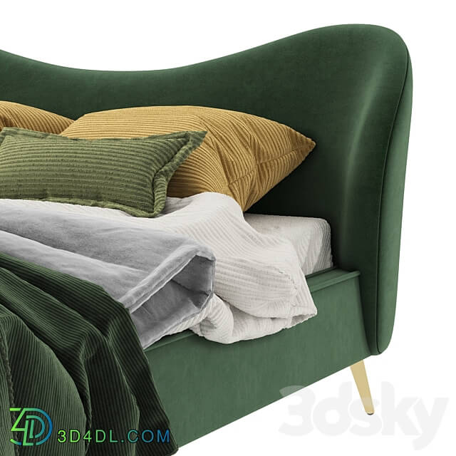 Made Kooper King Size Bed Laurel Green Velvet Bed 3D Models 3DSKY