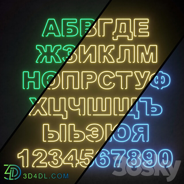 Light modules. Set 81. Neon Alphabet Other decorative objects 3D Models 3DSKY