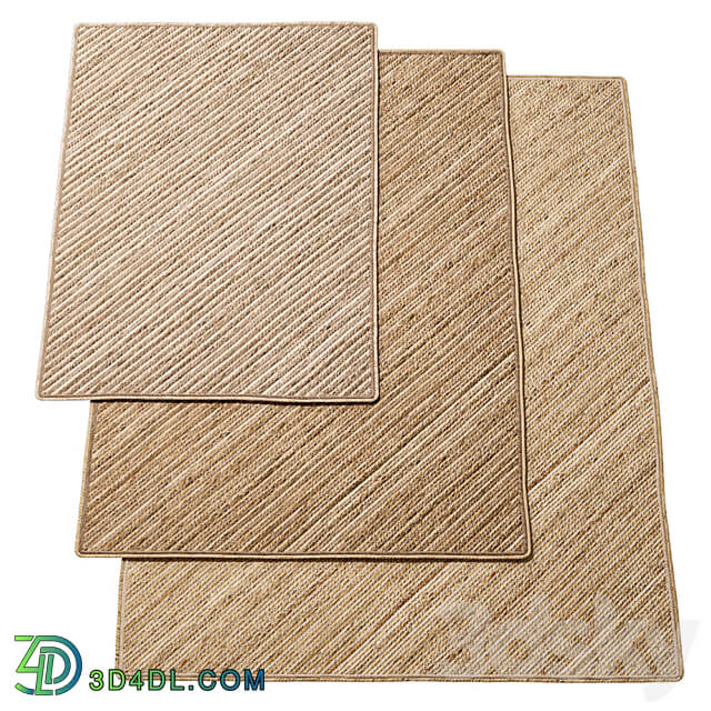 Natural Diagonal Braided Jute Rug 3D Models 3DSKY