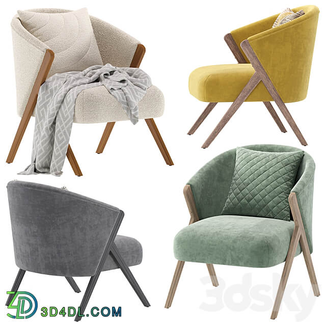 Upholstered Boucle Armchair Zara Home 3D Models 3DSKY