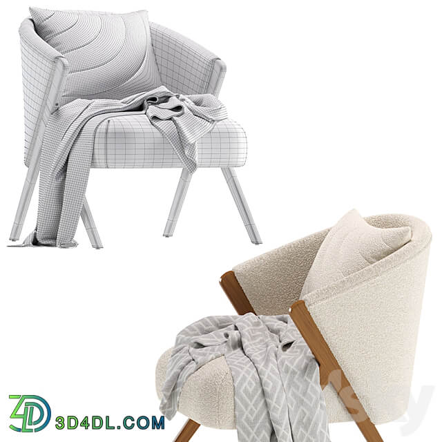 Upholstered Boucle Armchair Zara Home 3D Models 3DSKY