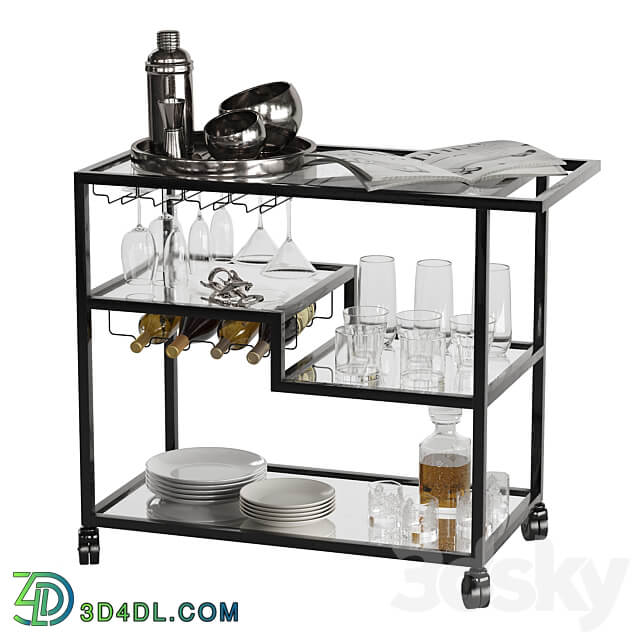 Drink Bar cart set 3 3D Models 3DSKY