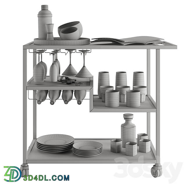 Drink Bar cart set 3 3D Models 3DSKY