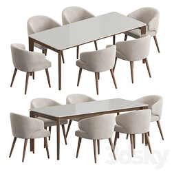 Angel Cerda Nogal Aston dining set Table Chair 3D Models 3DSKY 