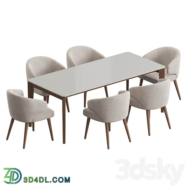 Angel Cerda Nogal Aston dining set Table Chair 3D Models 3DSKY