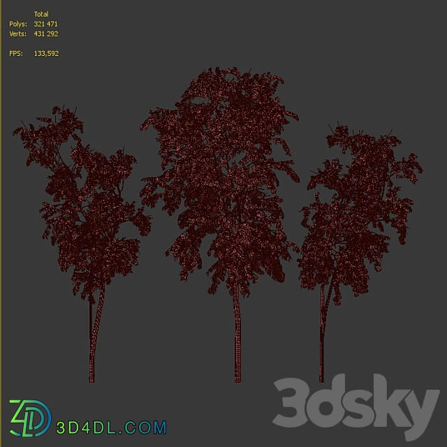 Birch tree set 9 3D Models 3DSKY