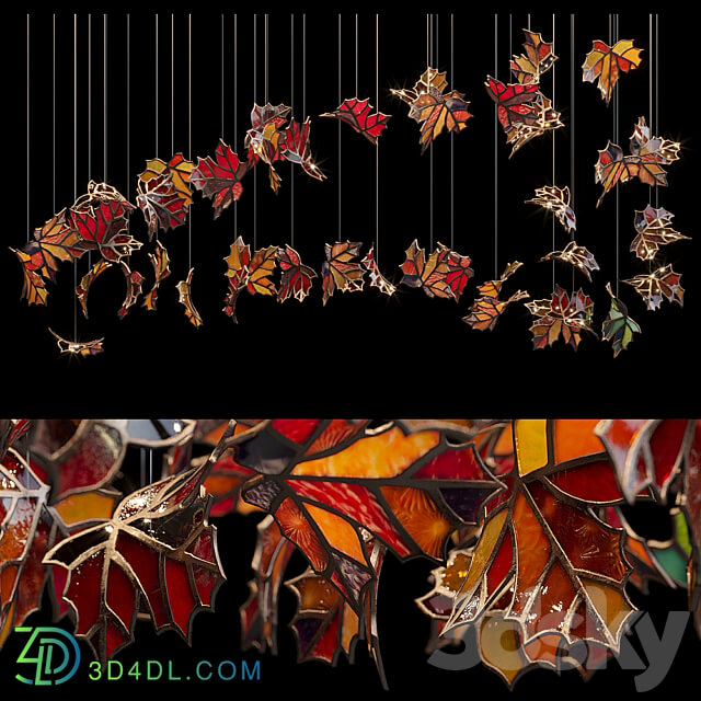 Light stained glass Vargov Design Golden autumn Pendant light 3D Models 3DSKY