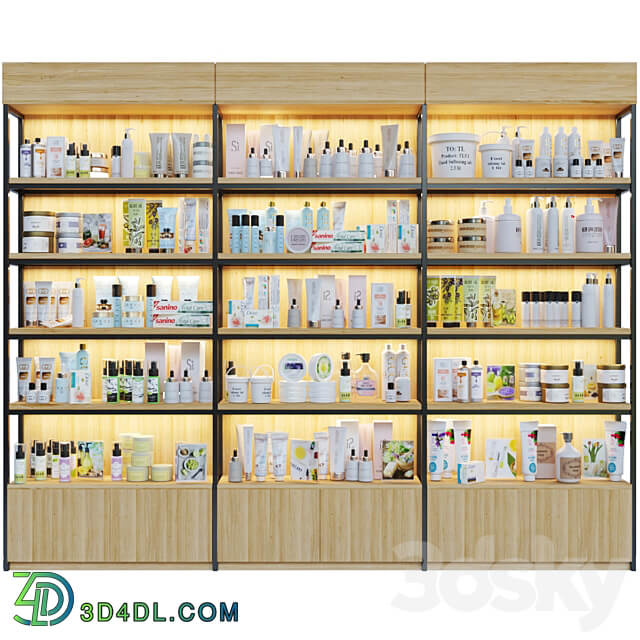 Showcase in a pharmacy with cosmetic care products 8 3D Models