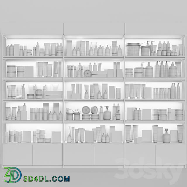 Showcase in a pharmacy with cosmetic care products 8 3D Models
