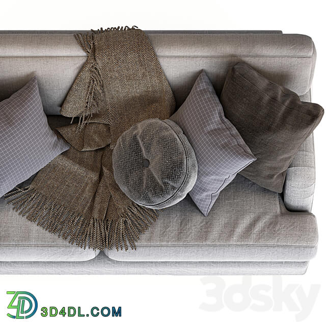 gray 3 seater sofa in woven fabric payton 3D Models 3DSKY