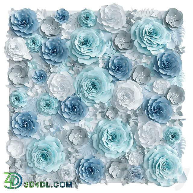 A wall of paper flowers. Photo background Other decorative objects 3D Models 3DSKY