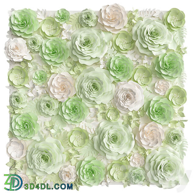 A wall of paper flowers. Photo background Other decorative objects 3D Models 3DSKY