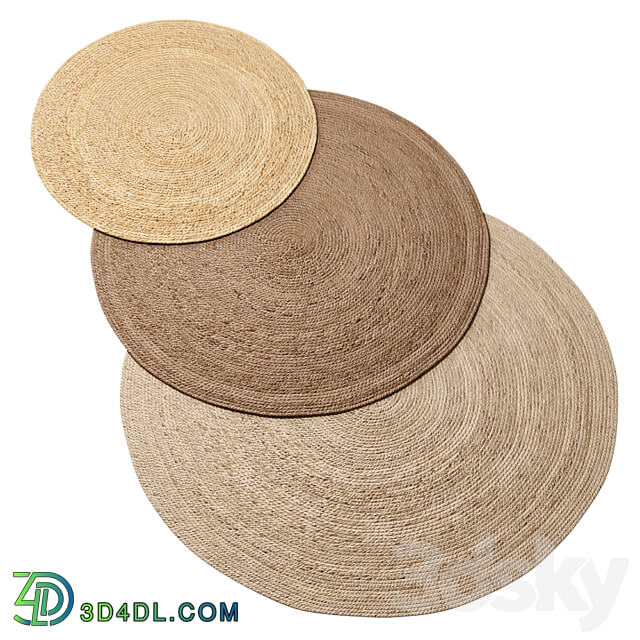 Natural Round Spiral Braided Jute Rug 3D Models 3DSKY