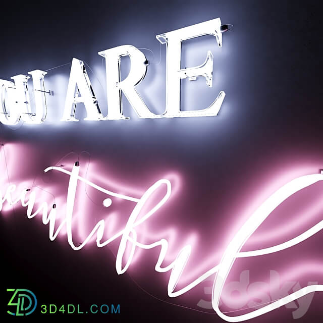 Neon Text 05 You Are Beautiful 3D Models 3DSKY