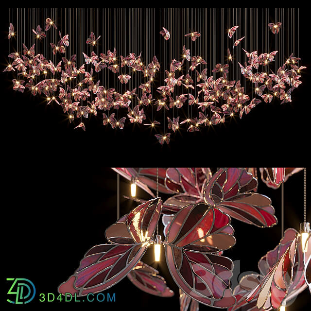 Light stained glass Vargov Design Butterfly Pendant light 3D Models 3DSKY