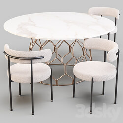 Dining Set CB2 Circuit Table and Inesse Chair Table Chair 3D Models 3DSKY 