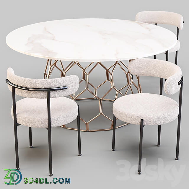 Dining Set CB2 Circuit Table and Inesse Chair Table Chair 3D Models 3DSKY