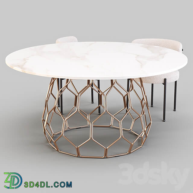 Dining Set CB2 Circuit Table and Inesse Chair Table Chair 3D Models 3DSKY