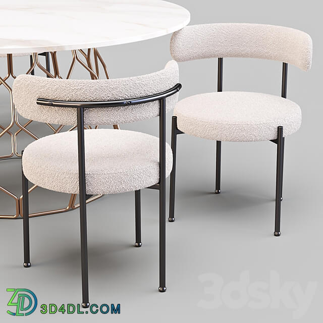 Dining Set CB2 Circuit Table and Inesse Chair Table Chair 3D Models 3DSKY