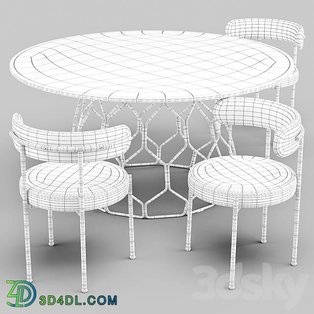 Dining Set CB2 Circuit Table and Inesse Chair Table Chair 3D Models 3DSKY