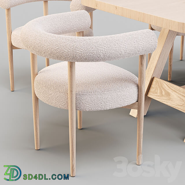 Dining Set Crate and Barrel Aya Table and Mazz Boucle Chair Table Chair 3D Models 3DSKY