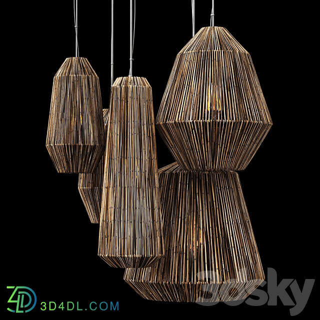 Lamp barrel big rattan n7 Lamp barrel from rattan number 7 Pendant light 3D Models 3DSKY