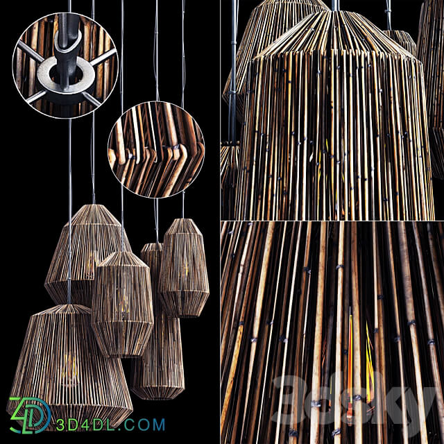 Lamp barrel big rattan n7 Lamp barrel from rattan number 7 Pendant light 3D Models 3DSKY