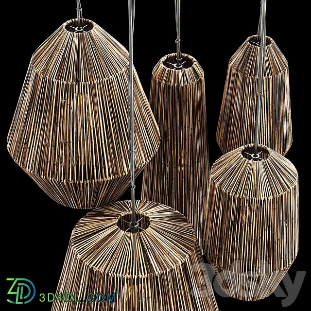 Lamp barrel big rattan n7 Lamp barrel from rattan number 7 Pendant light 3D Models 3DSKY