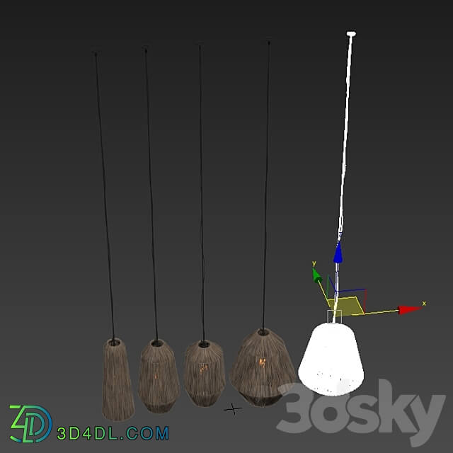 Lamp barrel big rattan n7 Lamp barrel from rattan number 7 Pendant light 3D Models 3DSKY