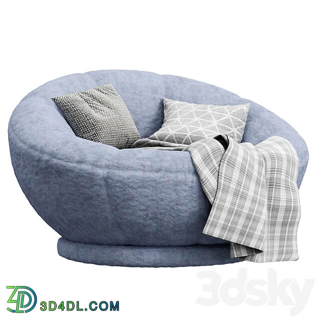 Cozy Sherpa Indigo Groovy Swivel Chair Arm chair 3D Models 3DSKY