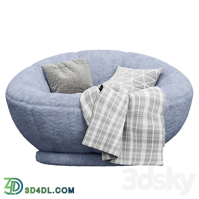 Cozy Sherpa Indigo Groovy Swivel Chair Arm chair 3D Models 3DSKY