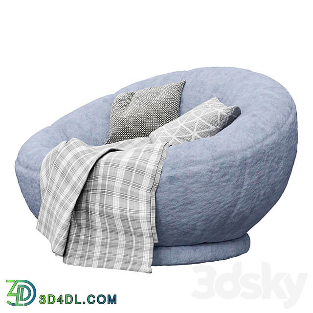 Cozy Sherpa Indigo Groovy Swivel Chair Arm chair 3D Models 3DSKY